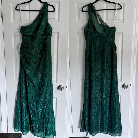 NWT Azazie Georgina Emerald One-Shoulder Maxi Dress Size 10 - Picture 5 of 7